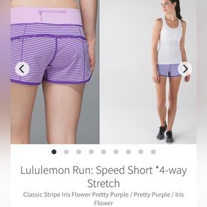 Lululemon Speed Shorts, 2.5” Purple + Lavender Stripe